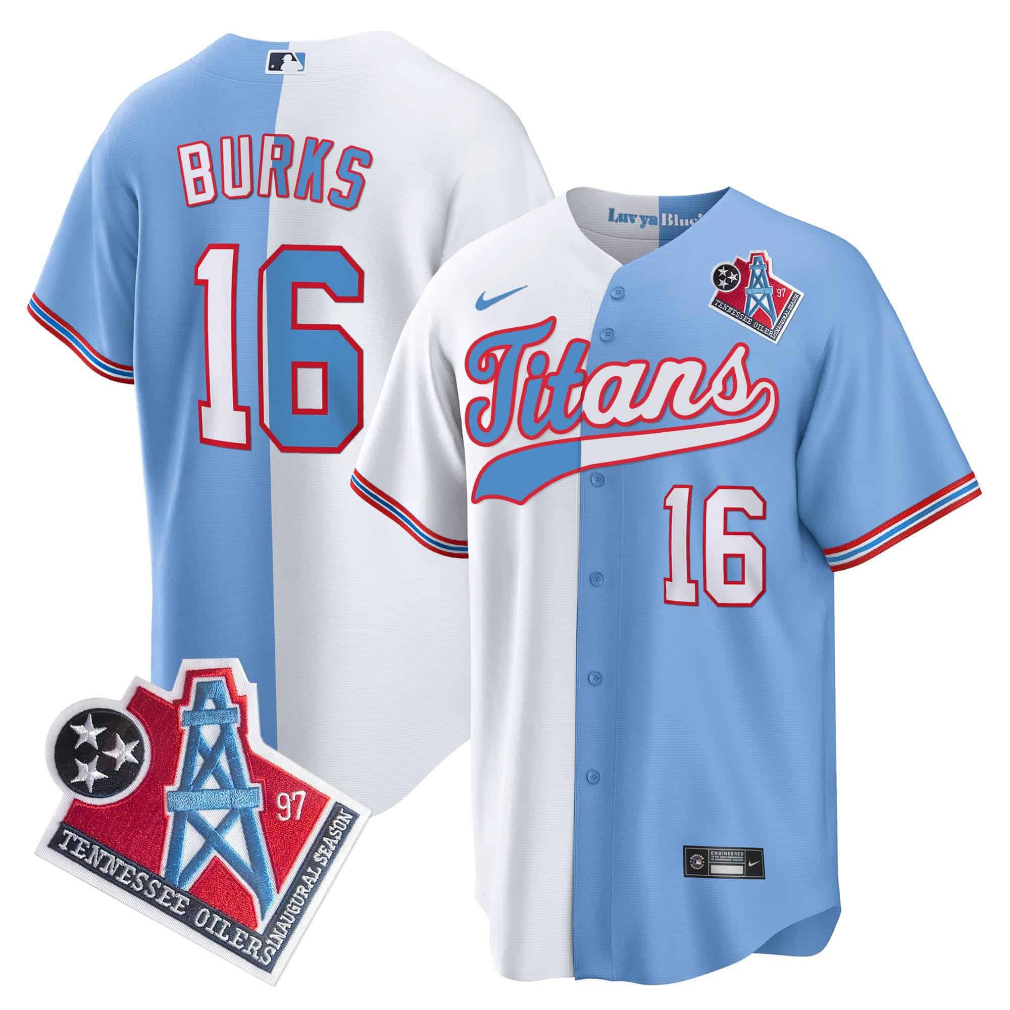 Men Tennessee Titans #16 Burks Light Blue with white Nike 1997 Throwback Limited Cool Base NFL Jersey->indianapolis colts->NFL Jersey